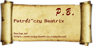 Petróczy Beatrix névjegykártya